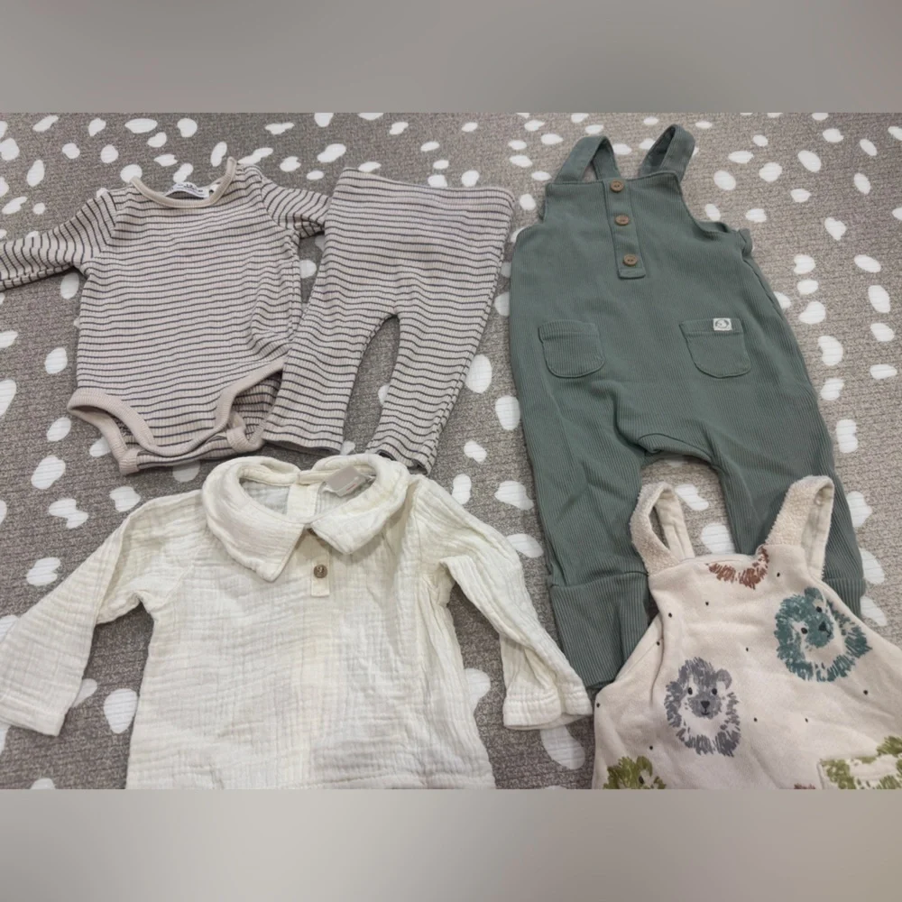 Zara baby bundle lot newborn sage jumpsuit onesie set overalls long sleeve tee